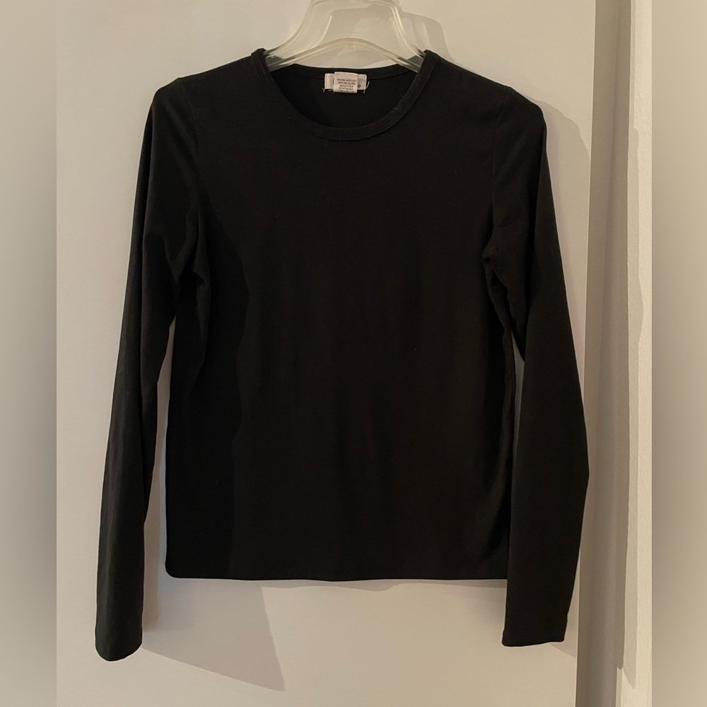 Olivia Rae Long Sleeve Black Crew Neck Soft Knit T Shirt Top